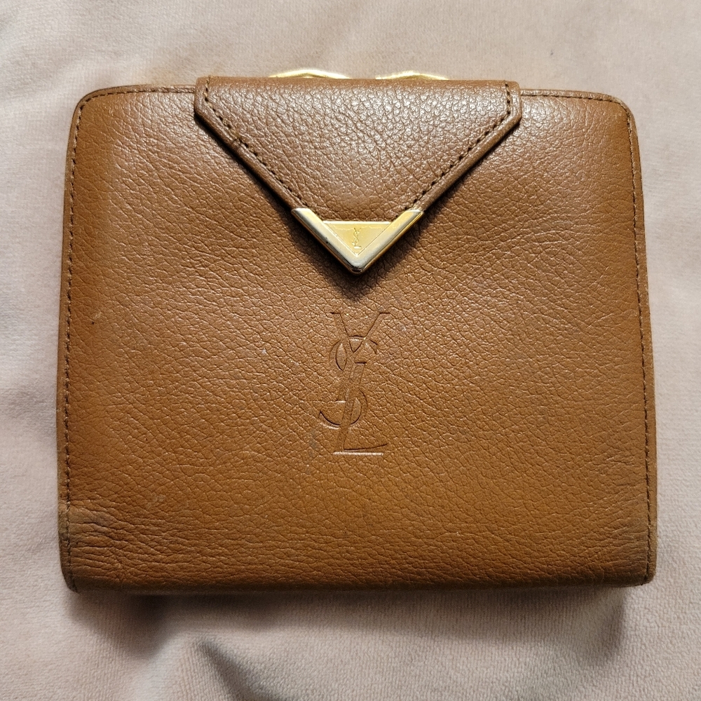 SALE Authentic YSL Brown Leather Wallet